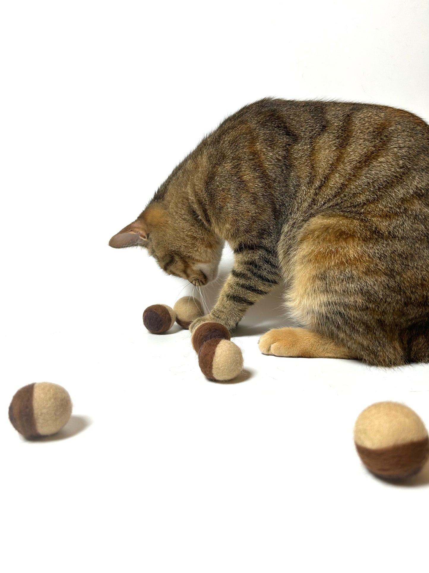 "Chestnut" Safe Felt Cat Toy Balls