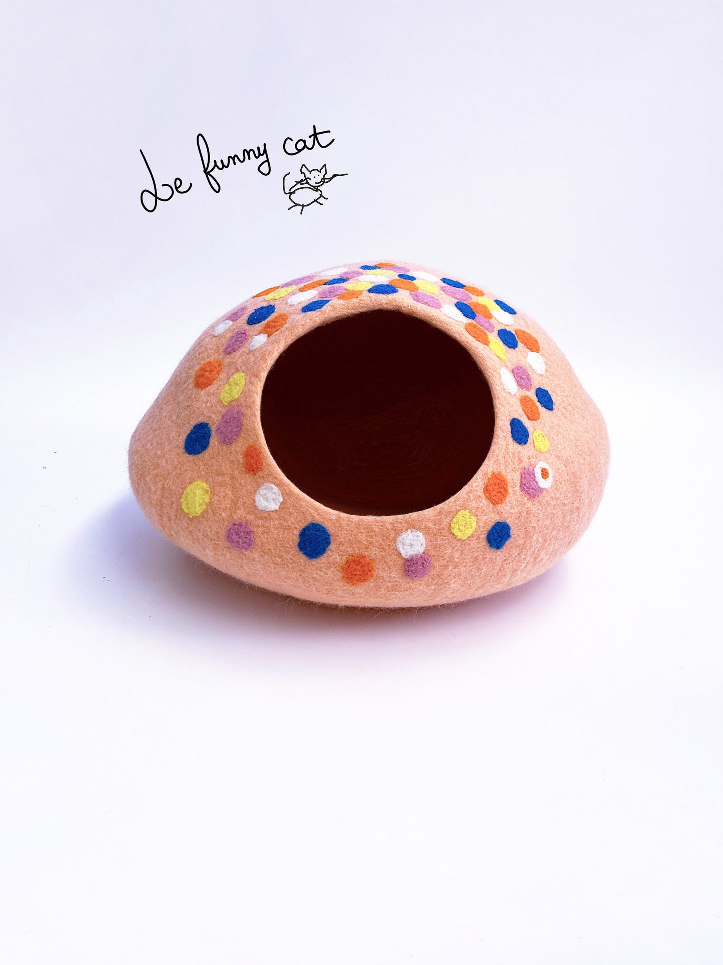 Candy House handmade felt cat cave for indoor cats