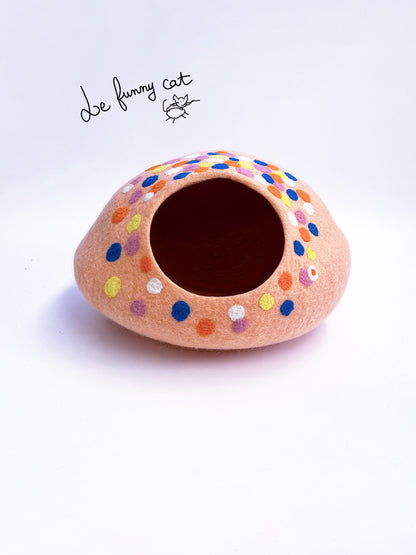 Candy House handmade felt cat cave for indoor cats