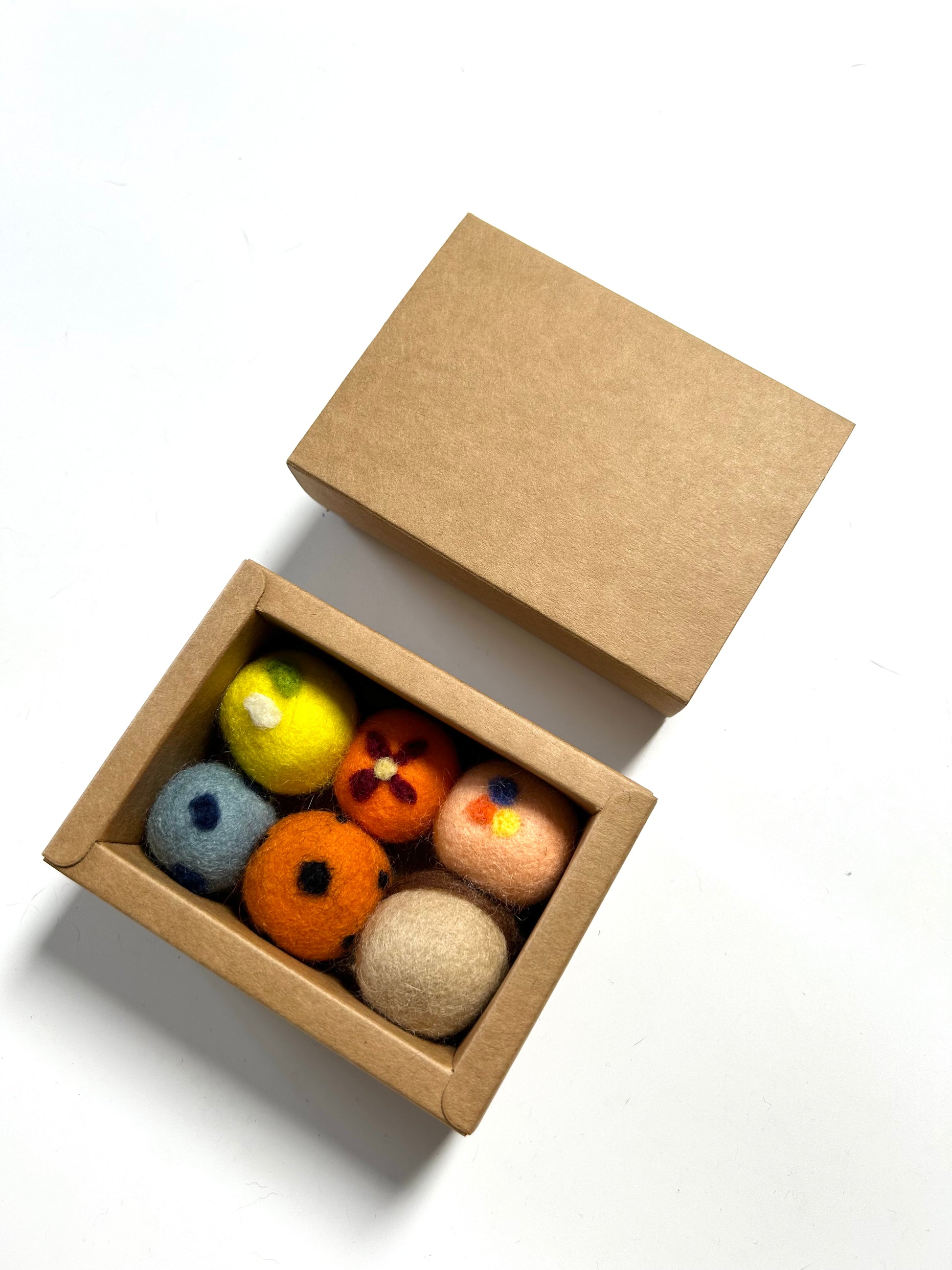 Front view of the MeowMeow Magical Balls felt cat toy balls