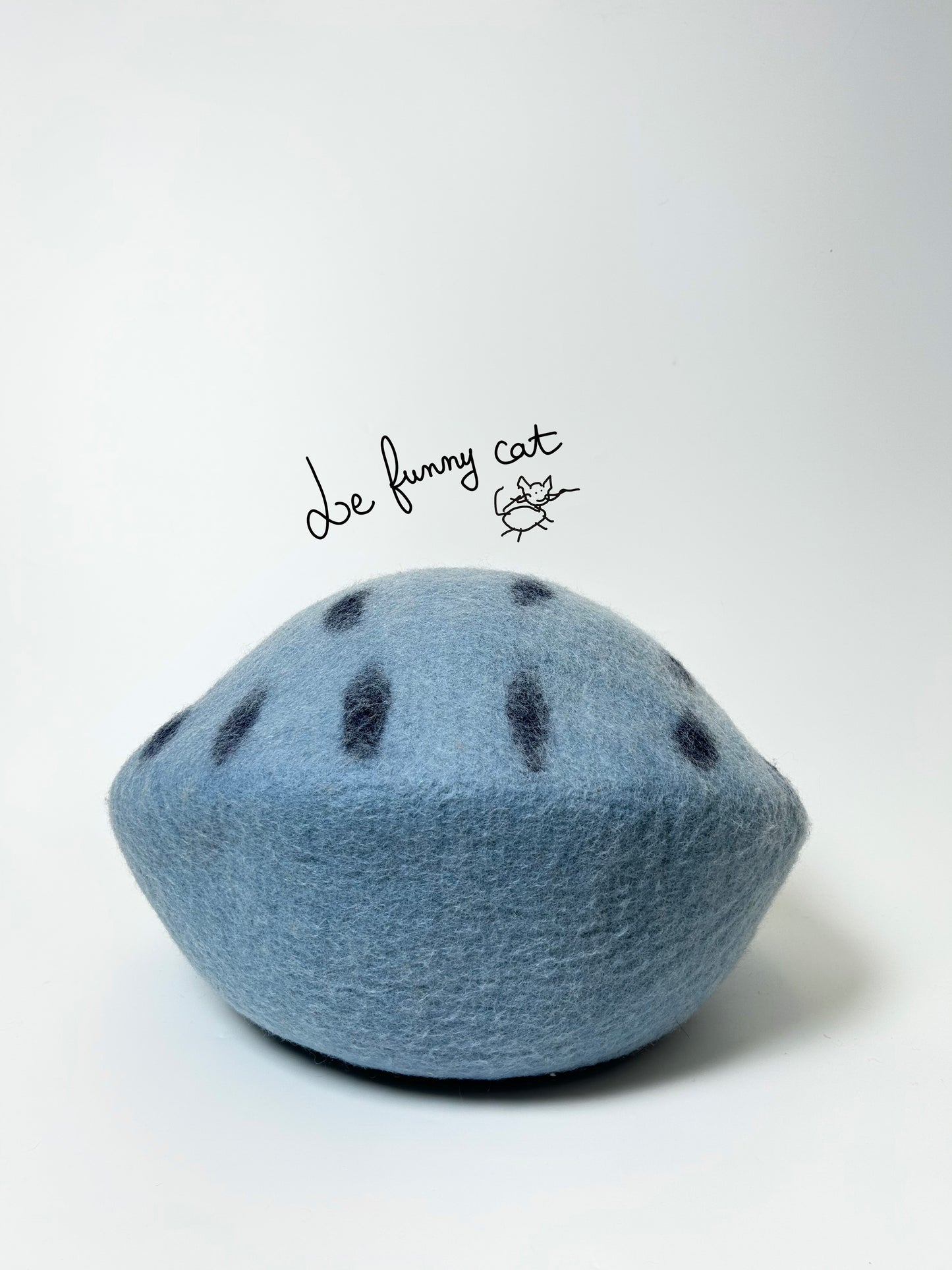 Back view of the Mysterious Blue Crystal handmade felt cat cave