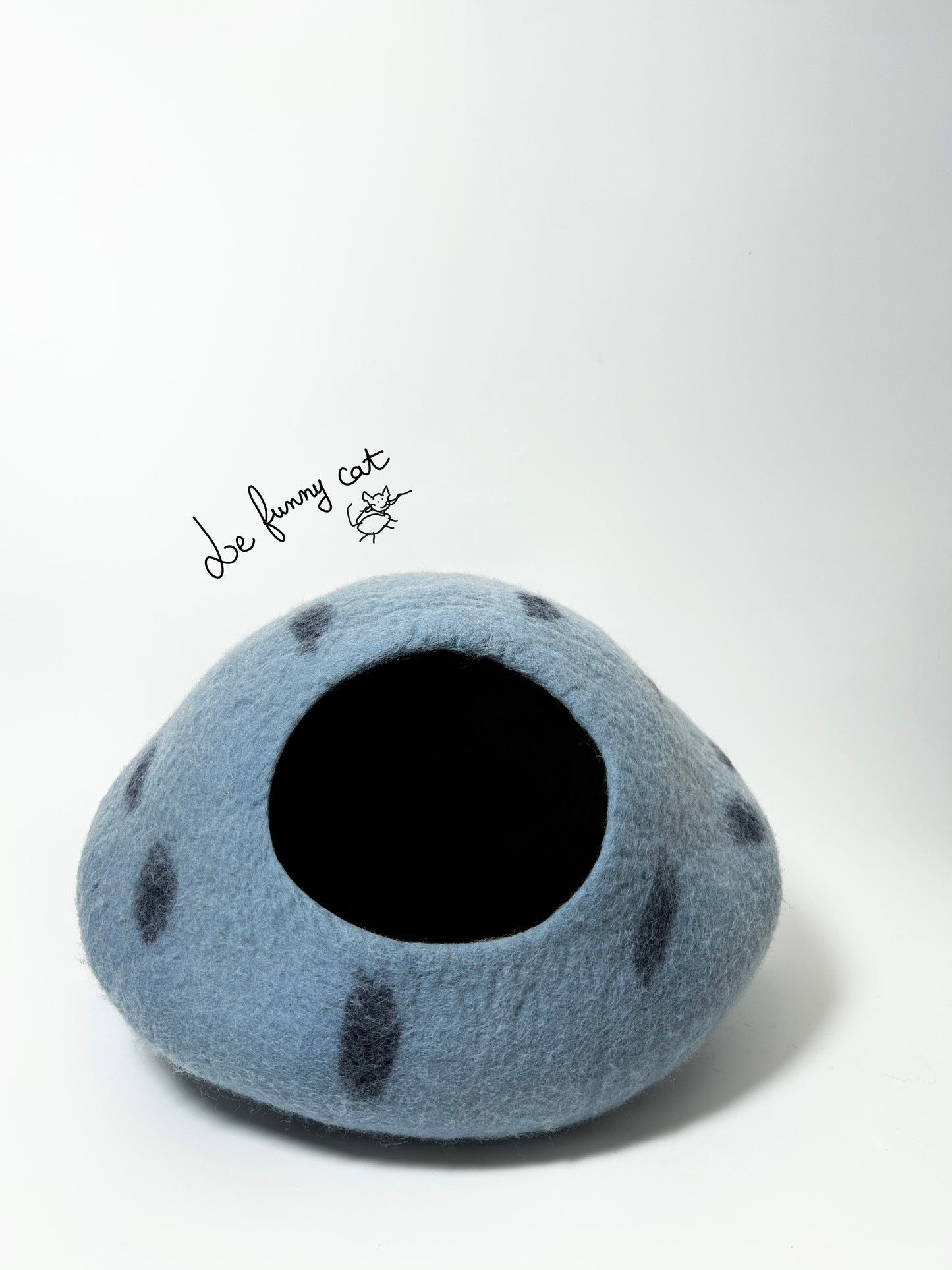 Front view of the Mysterious Blue Crystal felt cat cave