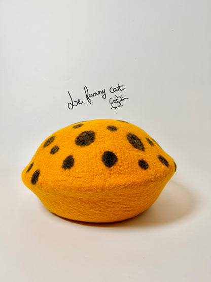 Back view of the Rotten Pumpkin handmade felt cat cave