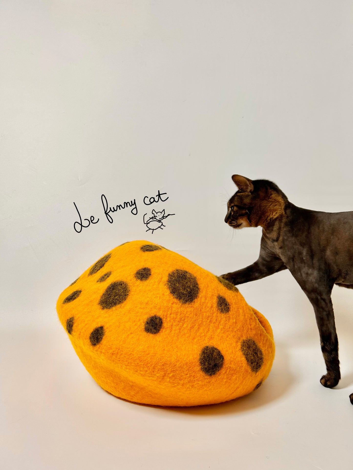 Rotten Pumpkin handmade felt cat cave for indoor cats