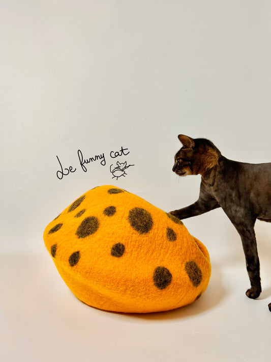 Rotten Pumpkin handmade felt cat cave for indoor cats